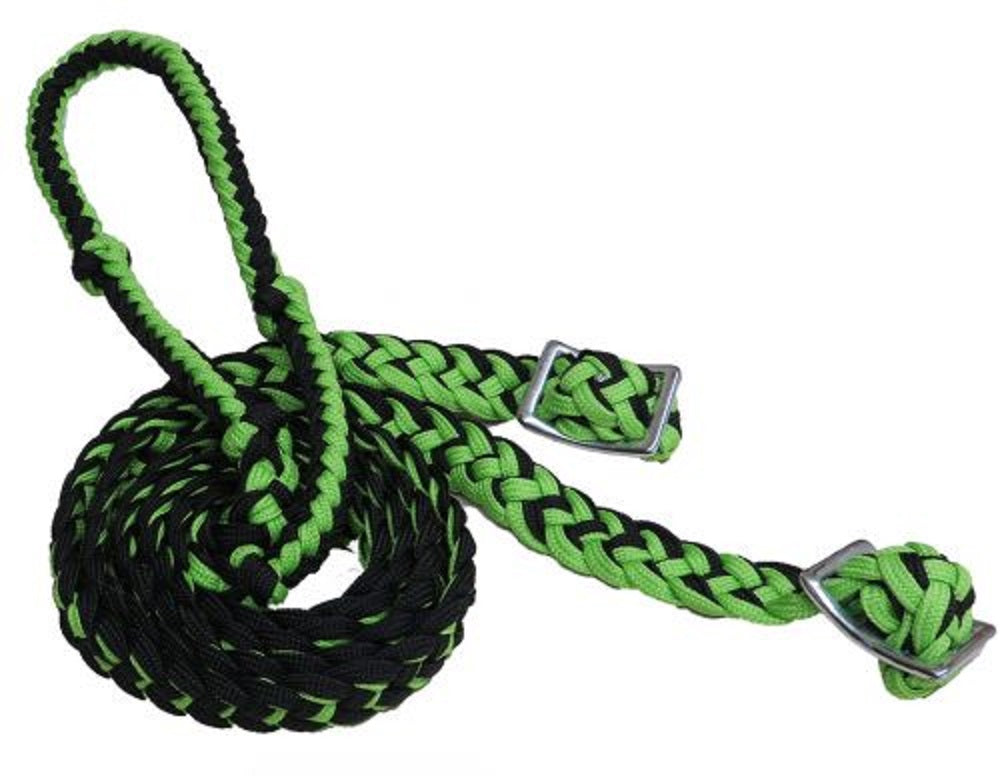Showman 7' Braided Nylon Barrel Reins with Easy Grip Knots