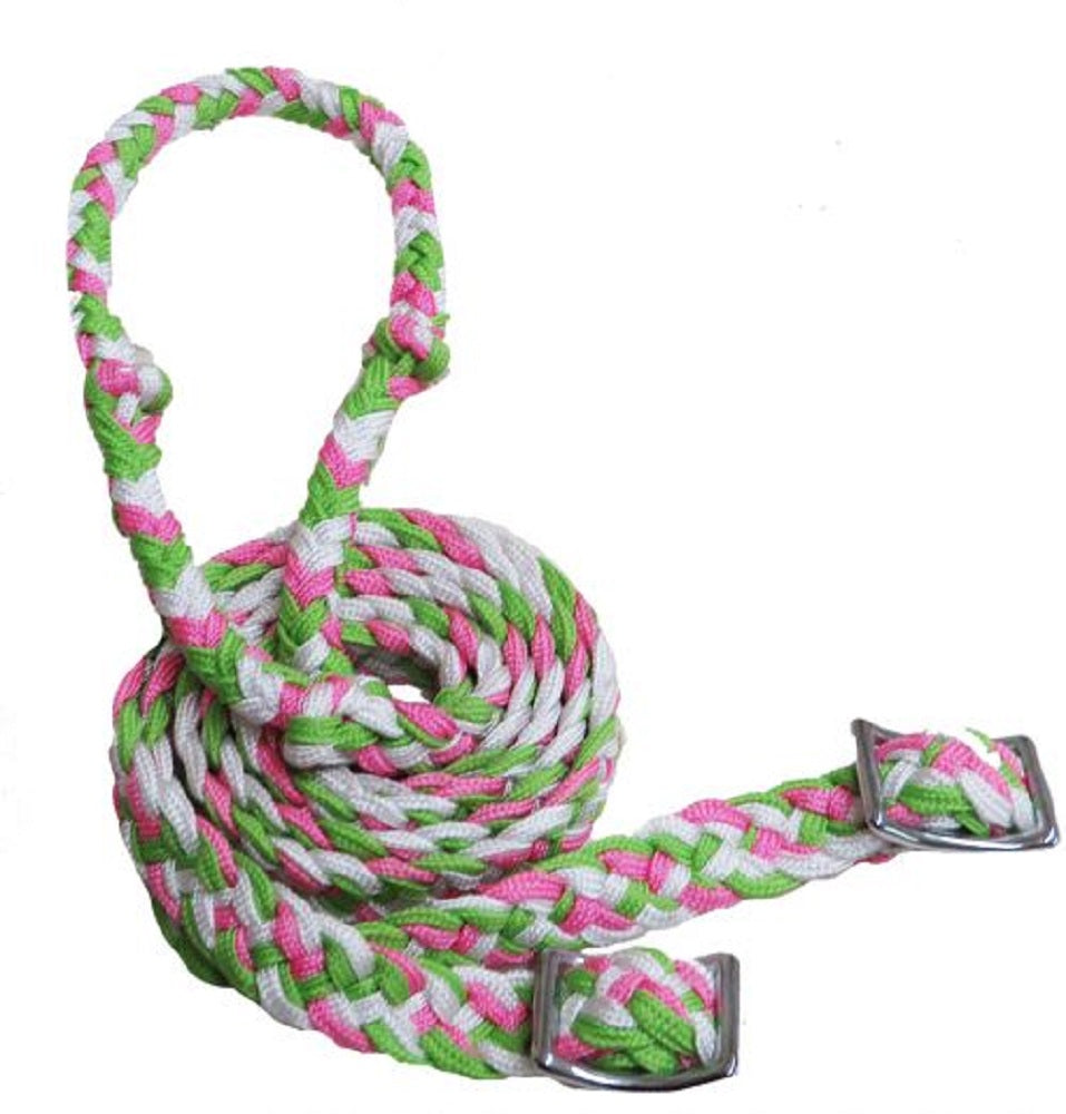 Showman 7' Braided Nylon Barrel Reins with Easy Grip Knots