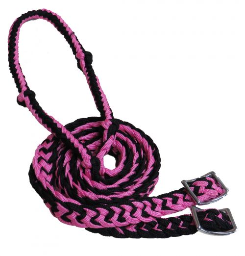 Showman 7' Braided Nylon Barrel Reins with Easy Grip Knots