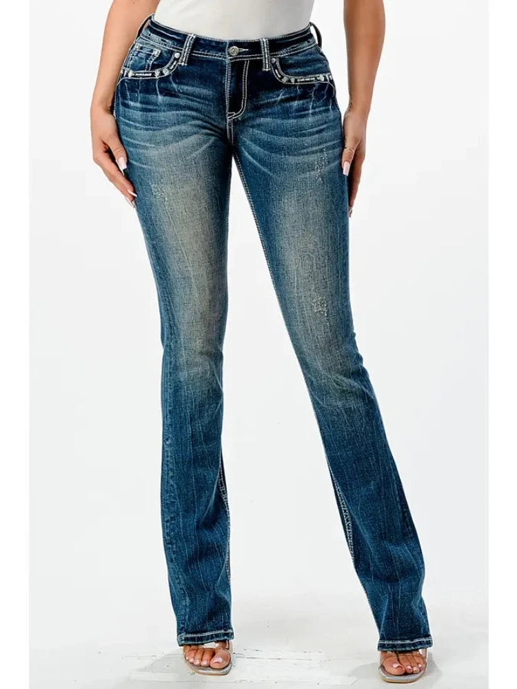 Women's Grace in LA Aztec Mid Rise Bootcut Jeans