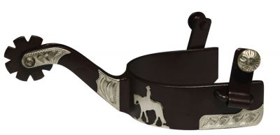 Showman Brown Steel Spurs with Horse & Rider Silver Emblems