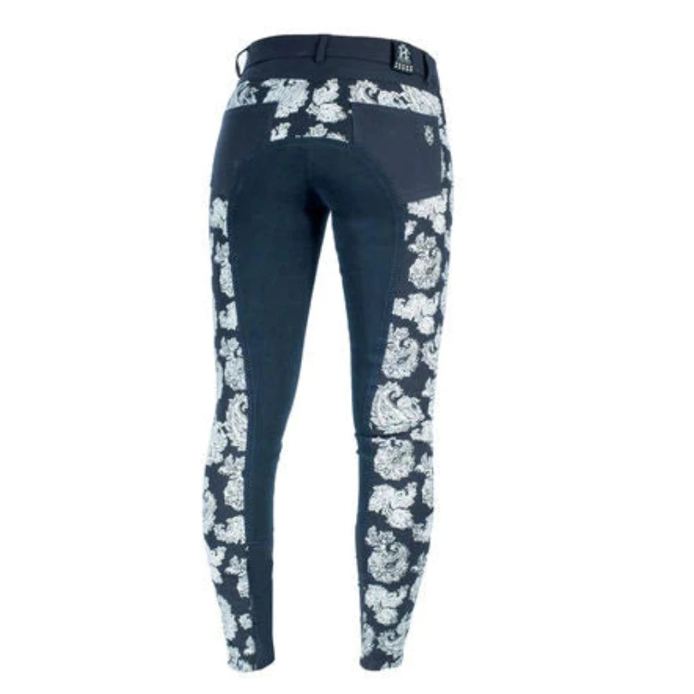 Women's Horze Dark Blue Cara Paisley Print Fullseat Breeches