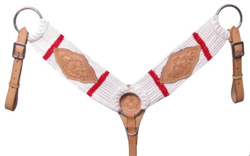 13 String Breast Collar with Floral Tooled Leather