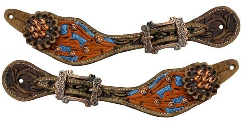 Women's Orange and metallic blue Floral Spur Straps