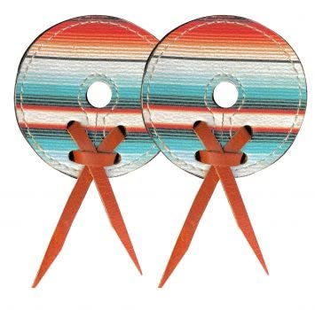 Southwest Serape Print Leather Bit Guards 3" Wide