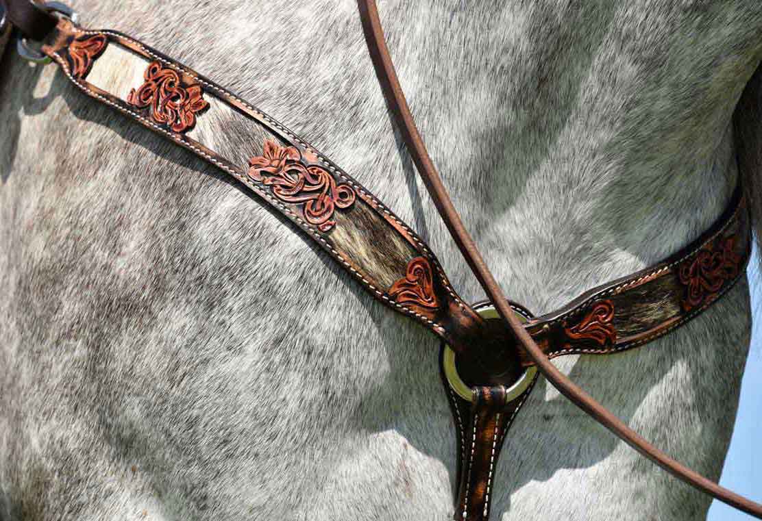 Circle Y Pony size Filigree Cowhide Leather Breast Collar