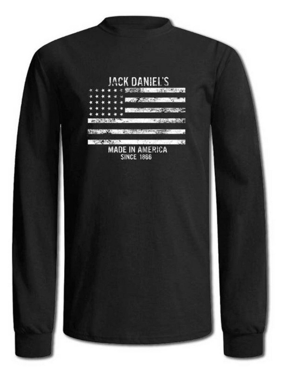 Men's Black Jack Daniel's Whiskey American Flag Long Sleeve T-Shirt Medium