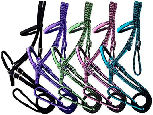 Braided Nylon Bitless Bridle with Reins