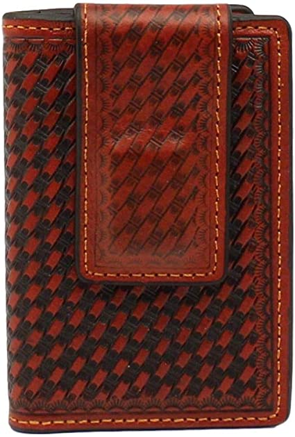 3D Belt Basketweave Front Pocket Money Clip Wallet