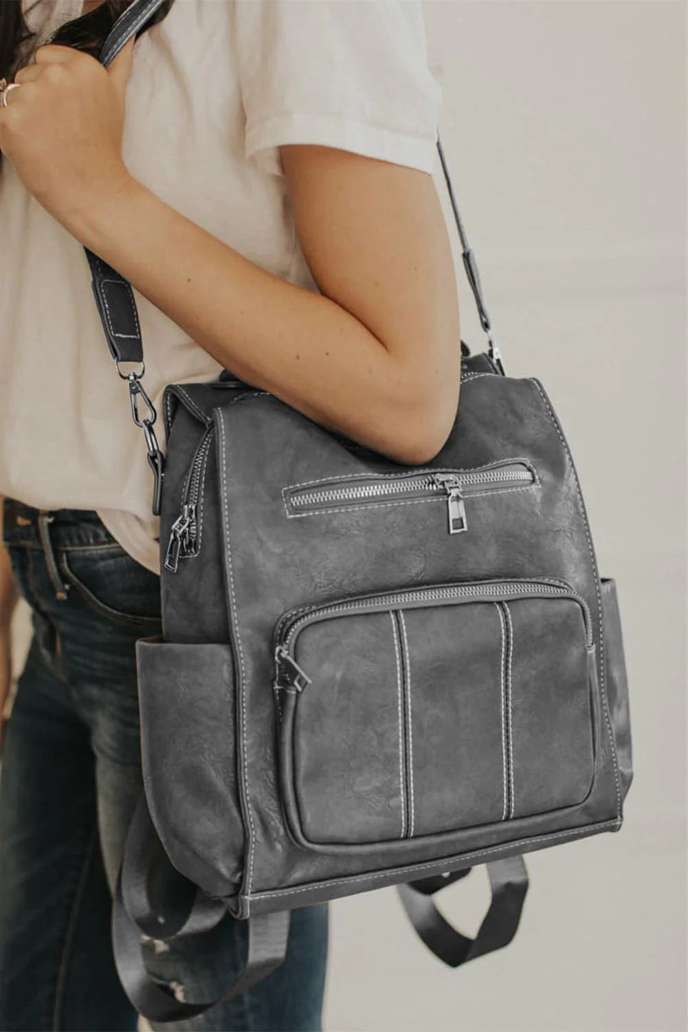 Convertible Backpack Purse - Gray