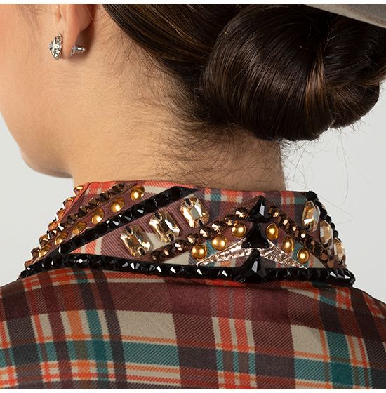 Copper Bling Plaid Western Show Shirt