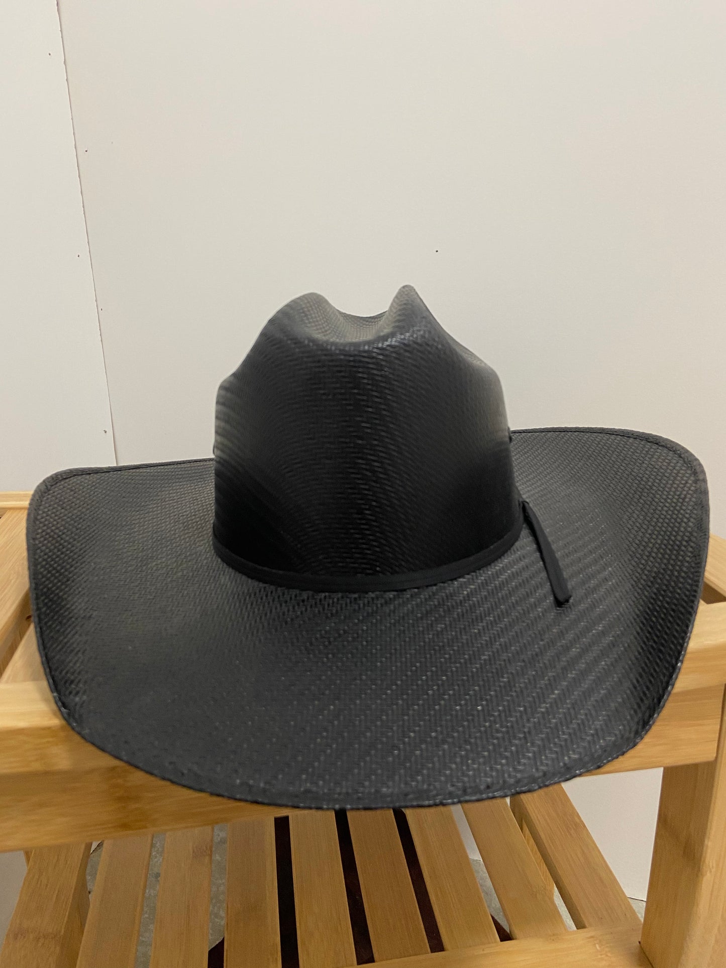 Adult size Black Twister Straw Western Cowboy Hat w/ Black hatband