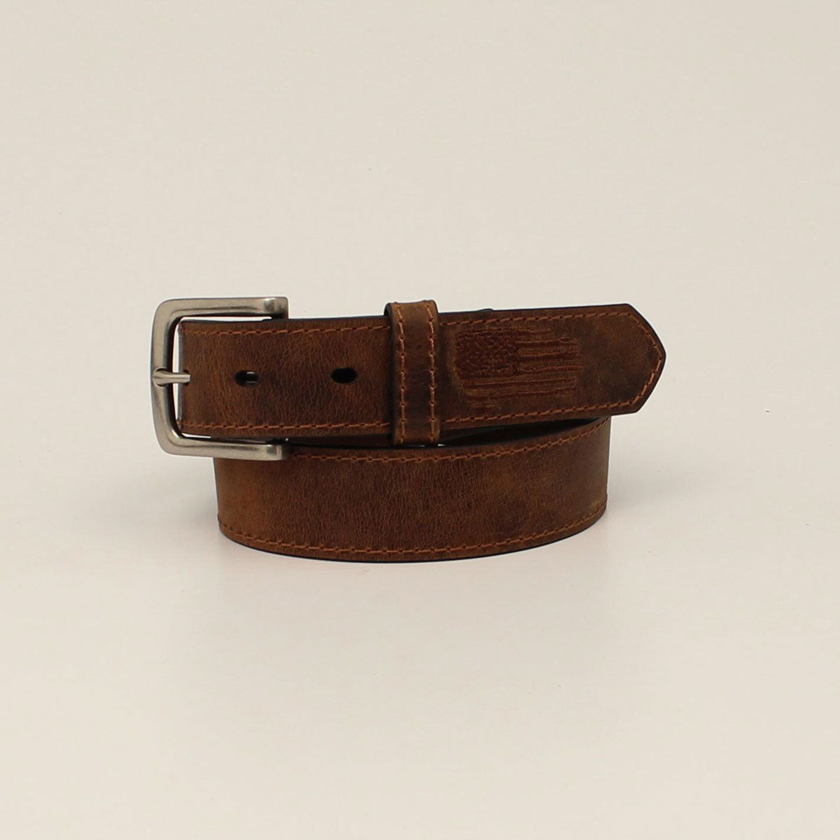 Youth Child's Ariat BROWN LEATHER USA FLAG BELT w/ Buckle