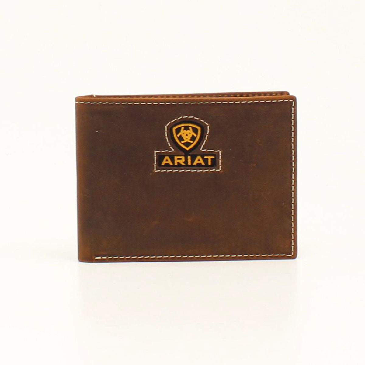 Genuine leather ARIAT SHIELD LOGO & WORDING BIFOLD WALLET