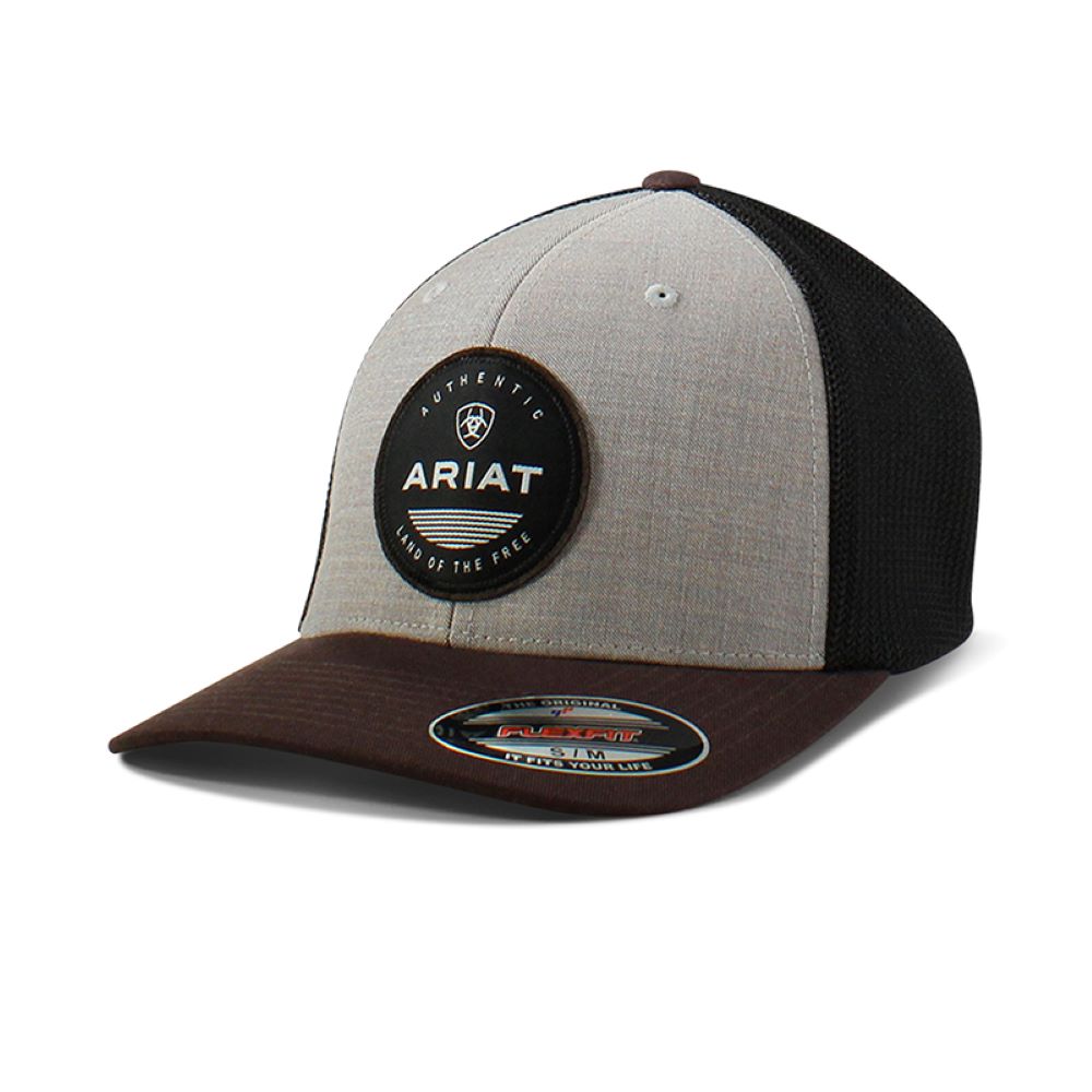Men's Ariat Flexfit Logo Patch Cap Hat w/ Black mesh