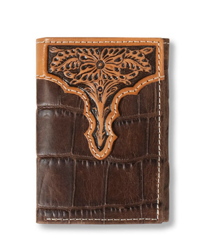 Ariat Croc Floral Print Trifold Wallet
