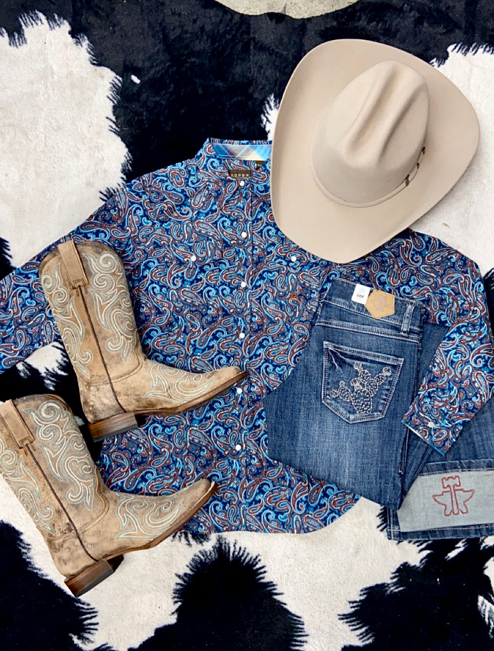 Women's Roper Blue Canyon Paisley Western Shirt