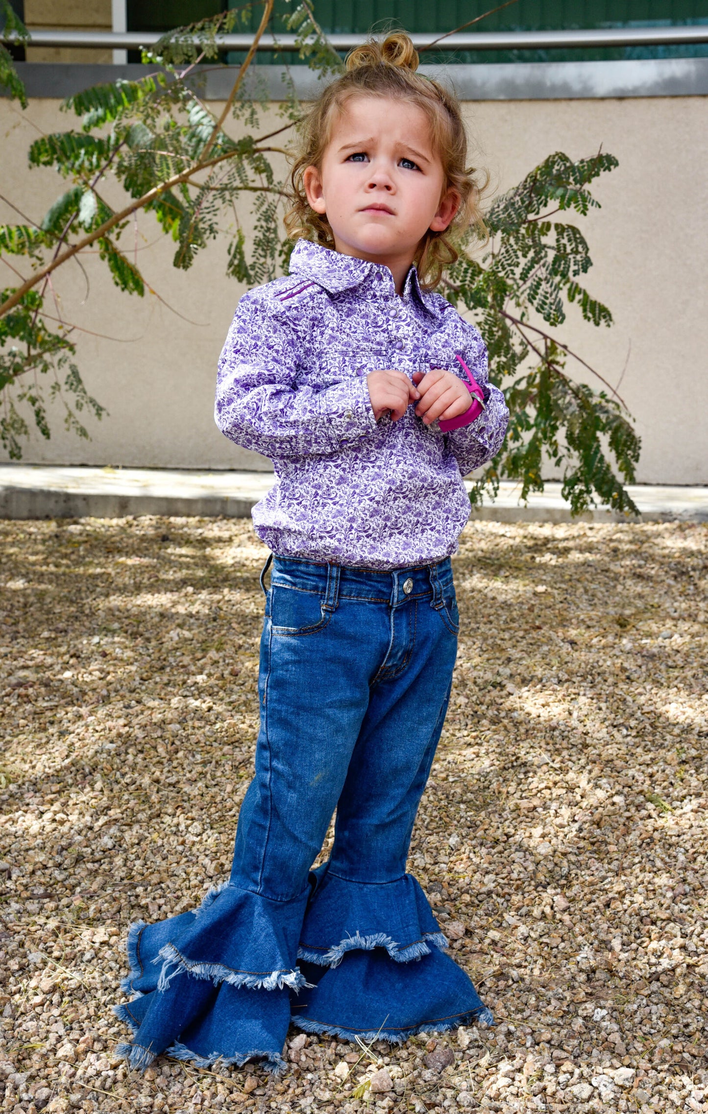 Youth girl's Cowgirl Hardware Double Ruffle Flare Jeans