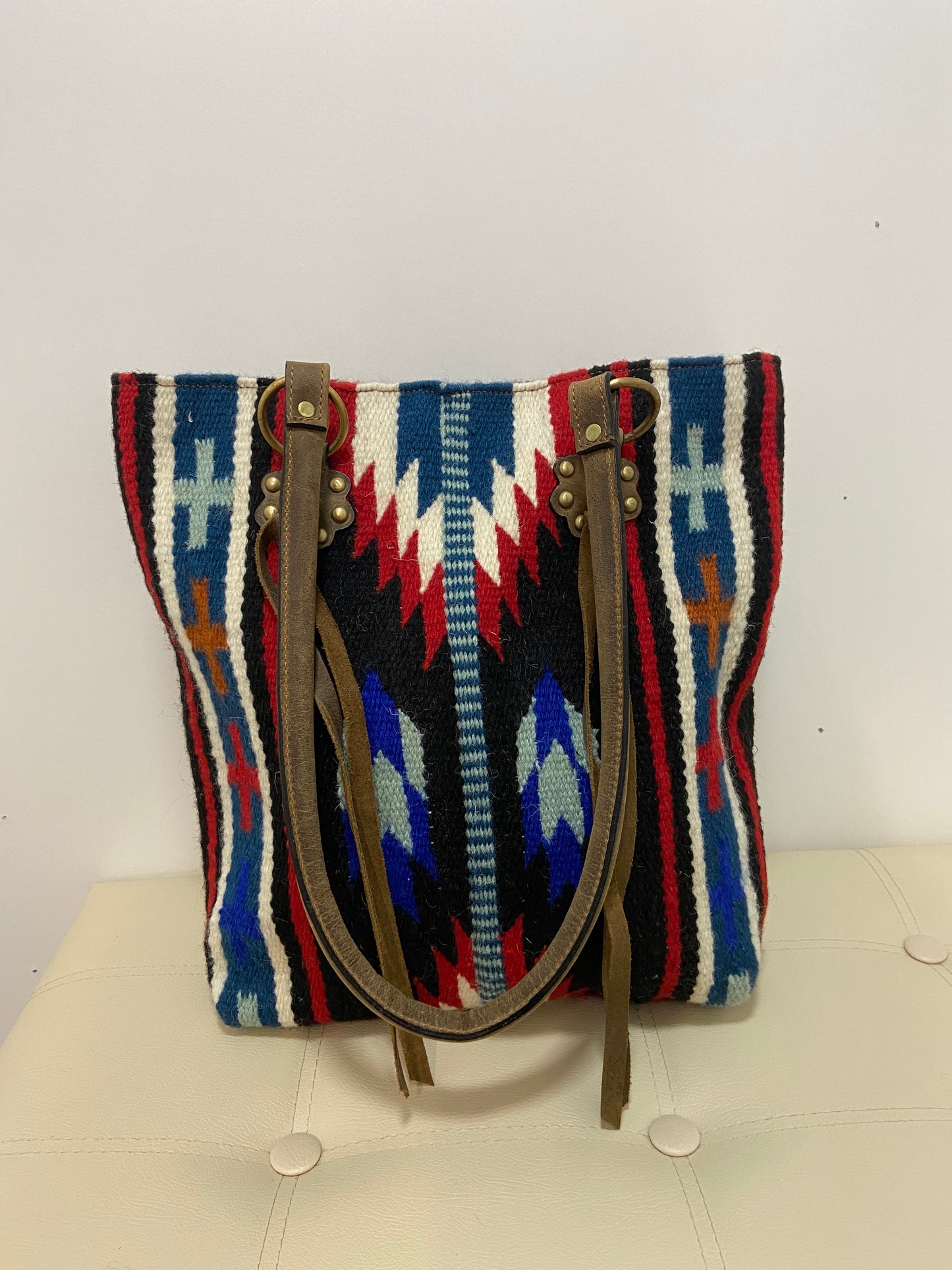 100% Wool Saddle Blanket Handbag Purse w/ Tassels