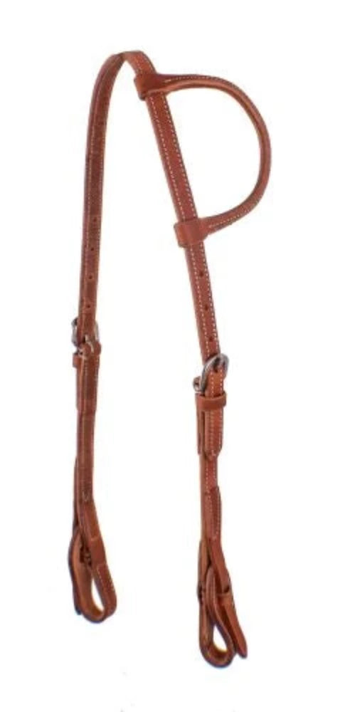 Harness Leather One Ear Headstall w/ Quick Change Bit Loops