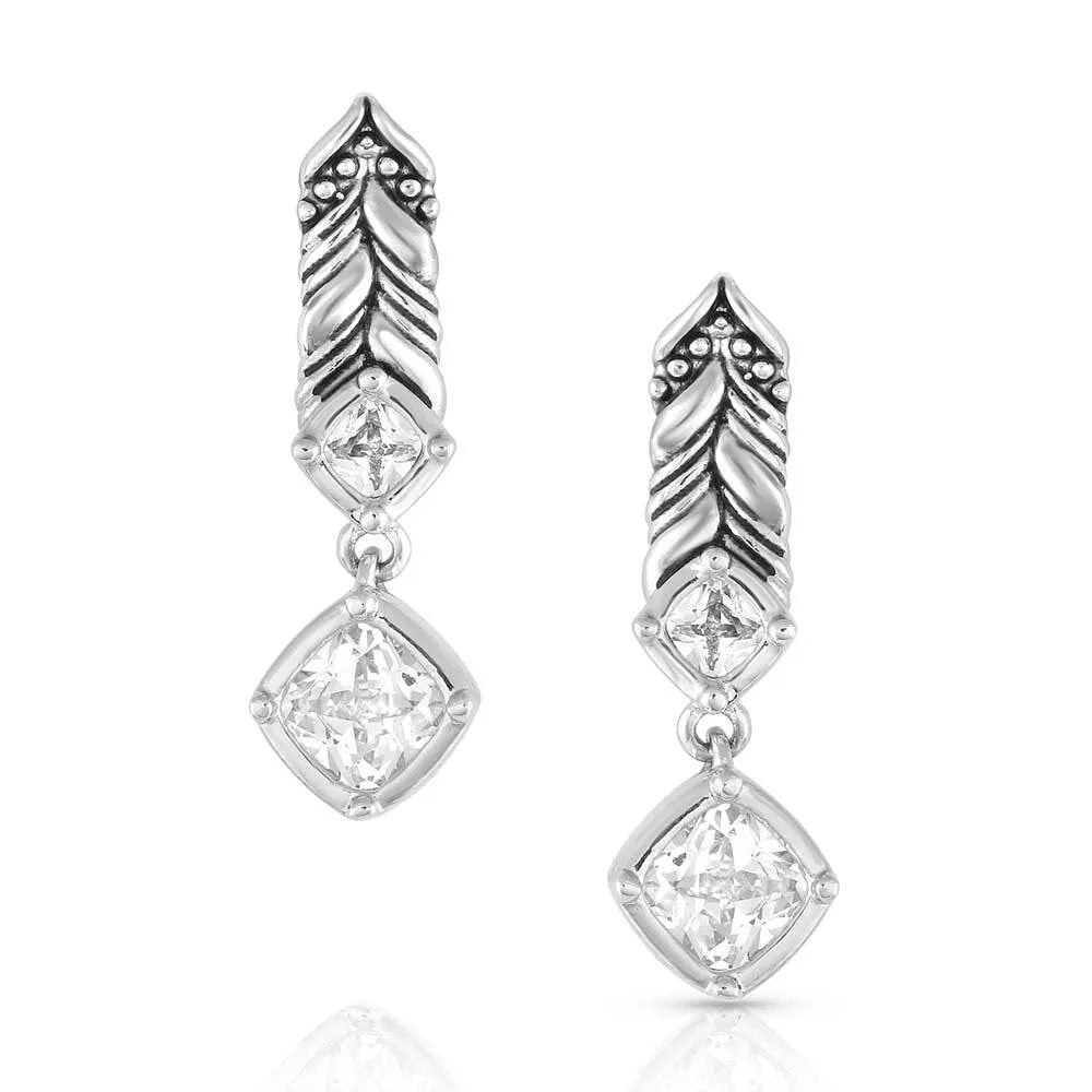 Montana Silversmiths Women's Silver 'SPARKLING WHEAT' CRYASTAL EARRINGS