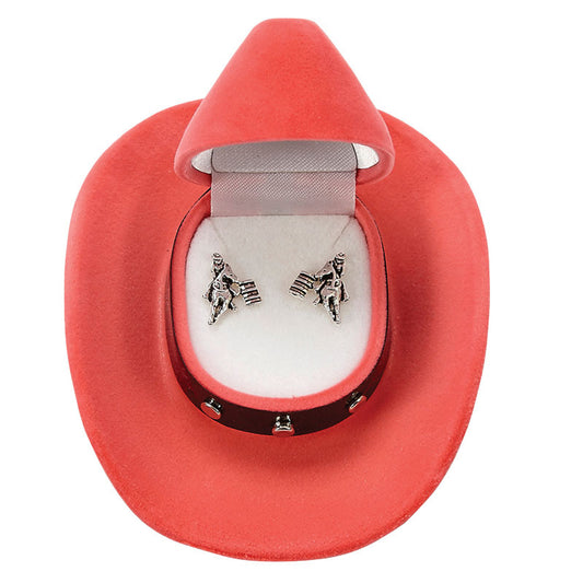 Barrel Racer Earrings w/ Cowboy Hat Gift Box