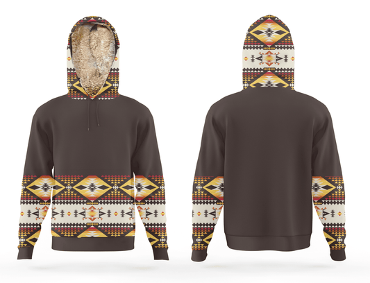 Nativo Brown Sherpa-Lined Hoodie Sweatshirt