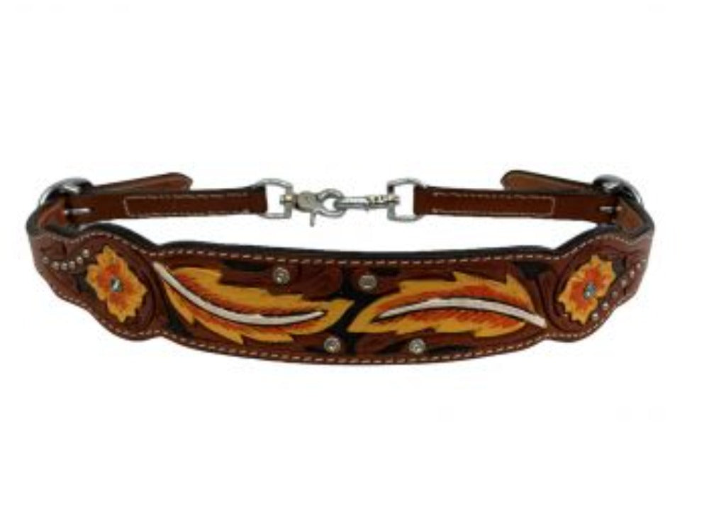 Hand Painted Floral & Feather Wither Strap