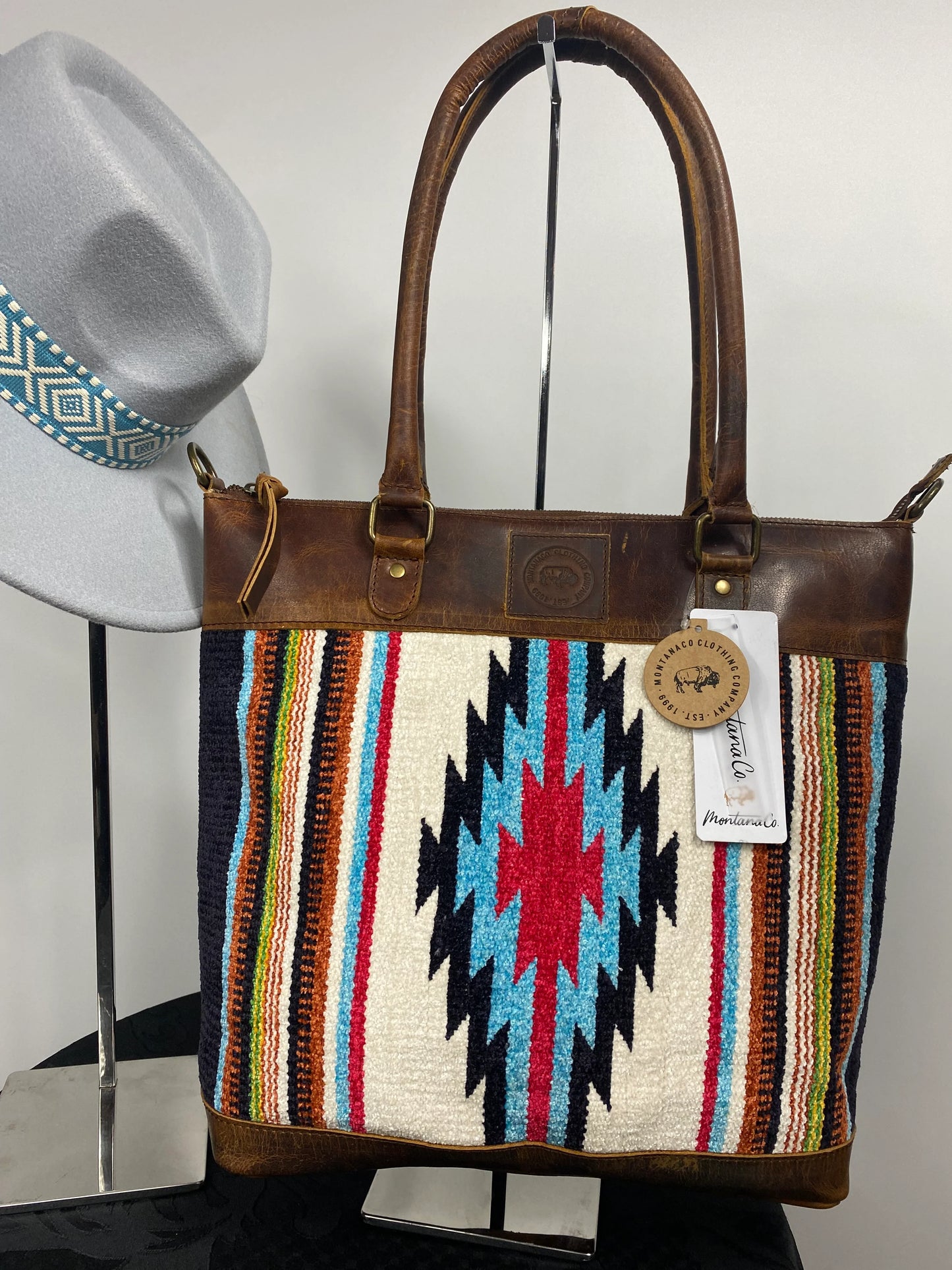 Brown Leather & Aztec Print Conceal Carry Purse