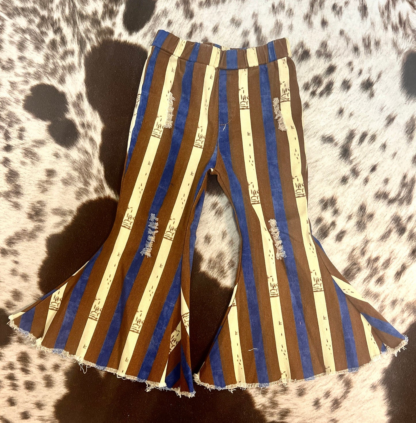 Youth Girl's Striped Large Flare Jeans