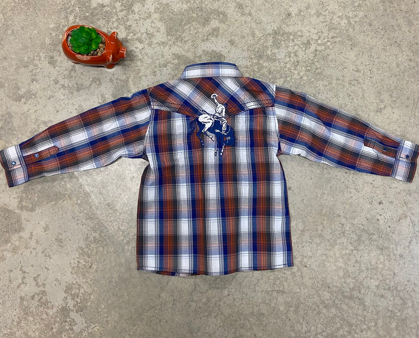 Toddler Boy's Cowboy Hardware Plaid Bronc Western Shirt