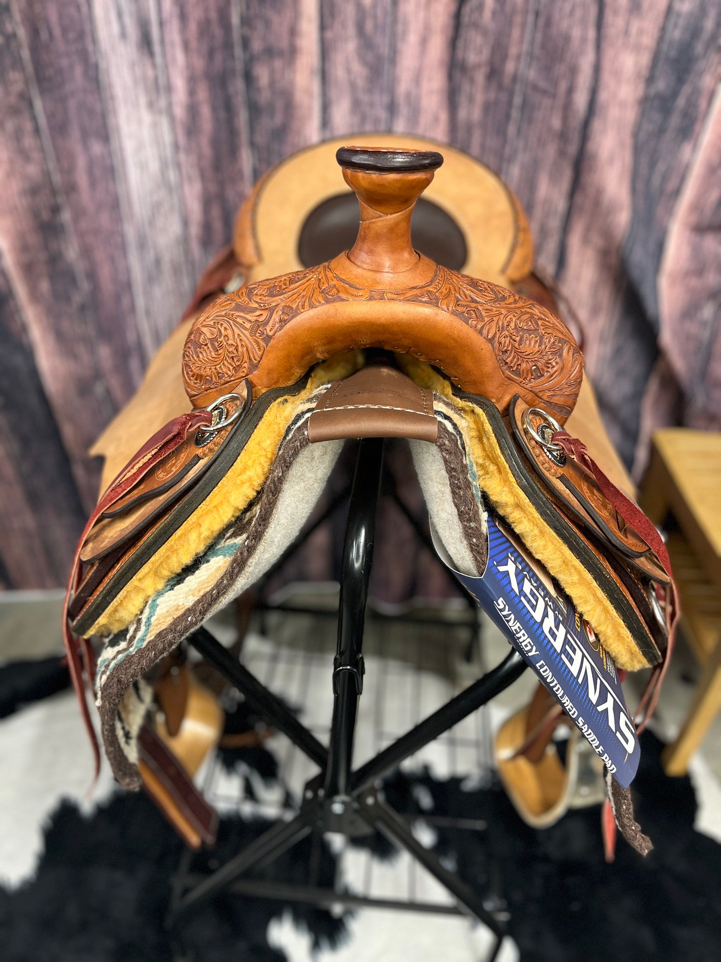 HR Custom Hand in USA Tooled Ranch Roper 16" Saddle