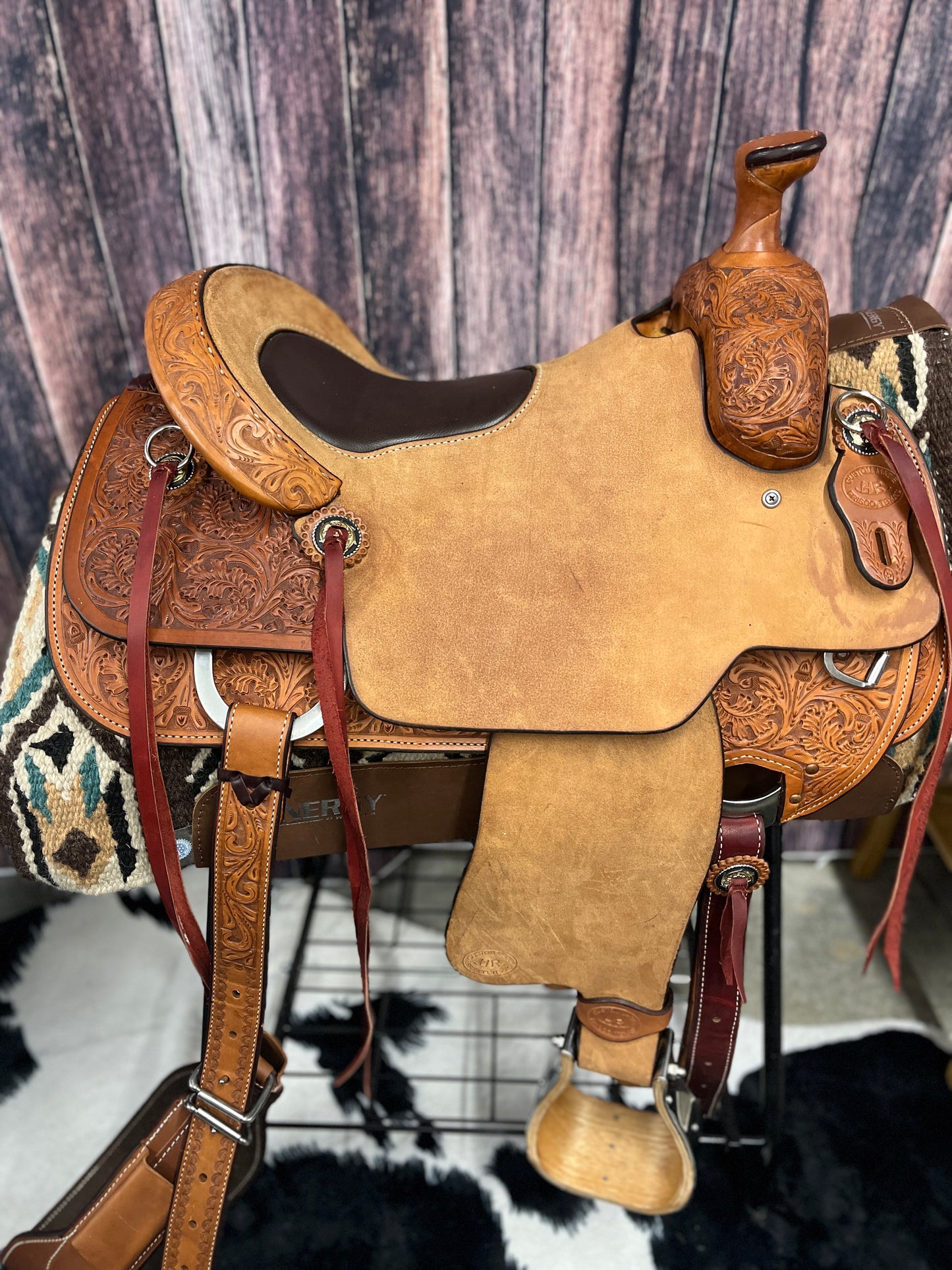HR Custom Hand in USA Tooled Ranch Roper 16" Saddle