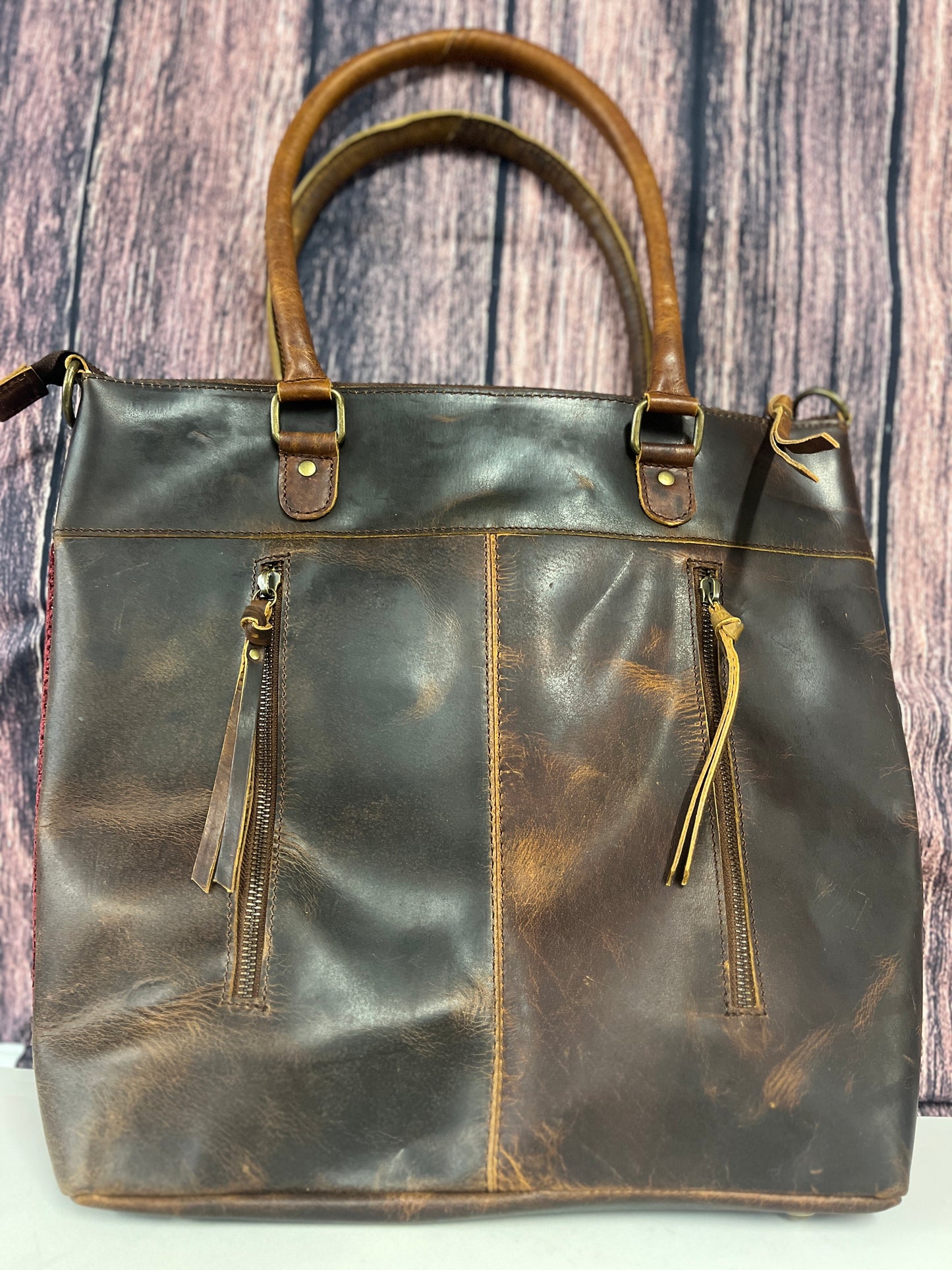 Aztec Print Fabric & Leather Conceal Carry Purse