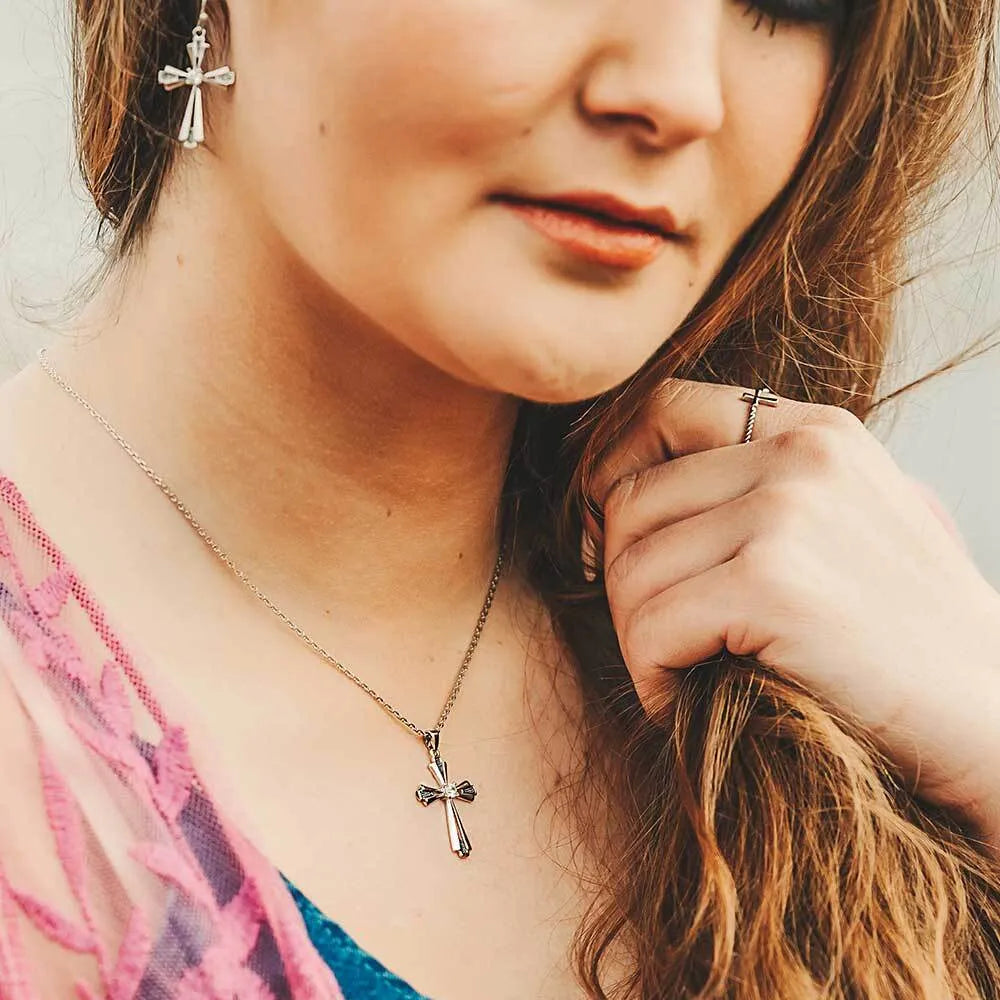 Montana Silversmith Extended Faith Cross Necklace & Earrings Set