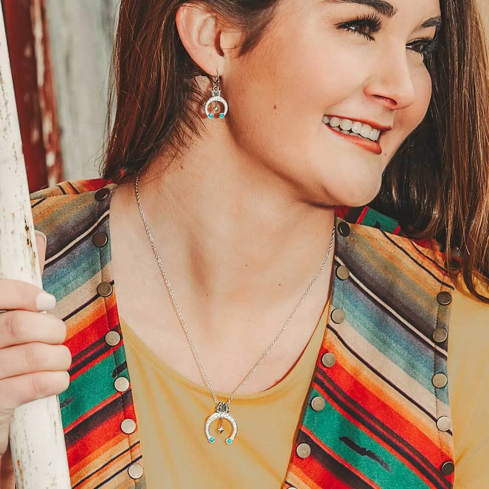 Montana Silversmiths 'CREATING YOUR LUCK' BLOSSOM NECKLACE Horseshoe Turquoise