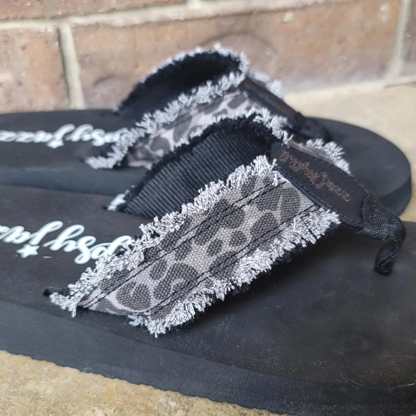 Women's Gypsy Jazz Grey Leopard Flip Flops