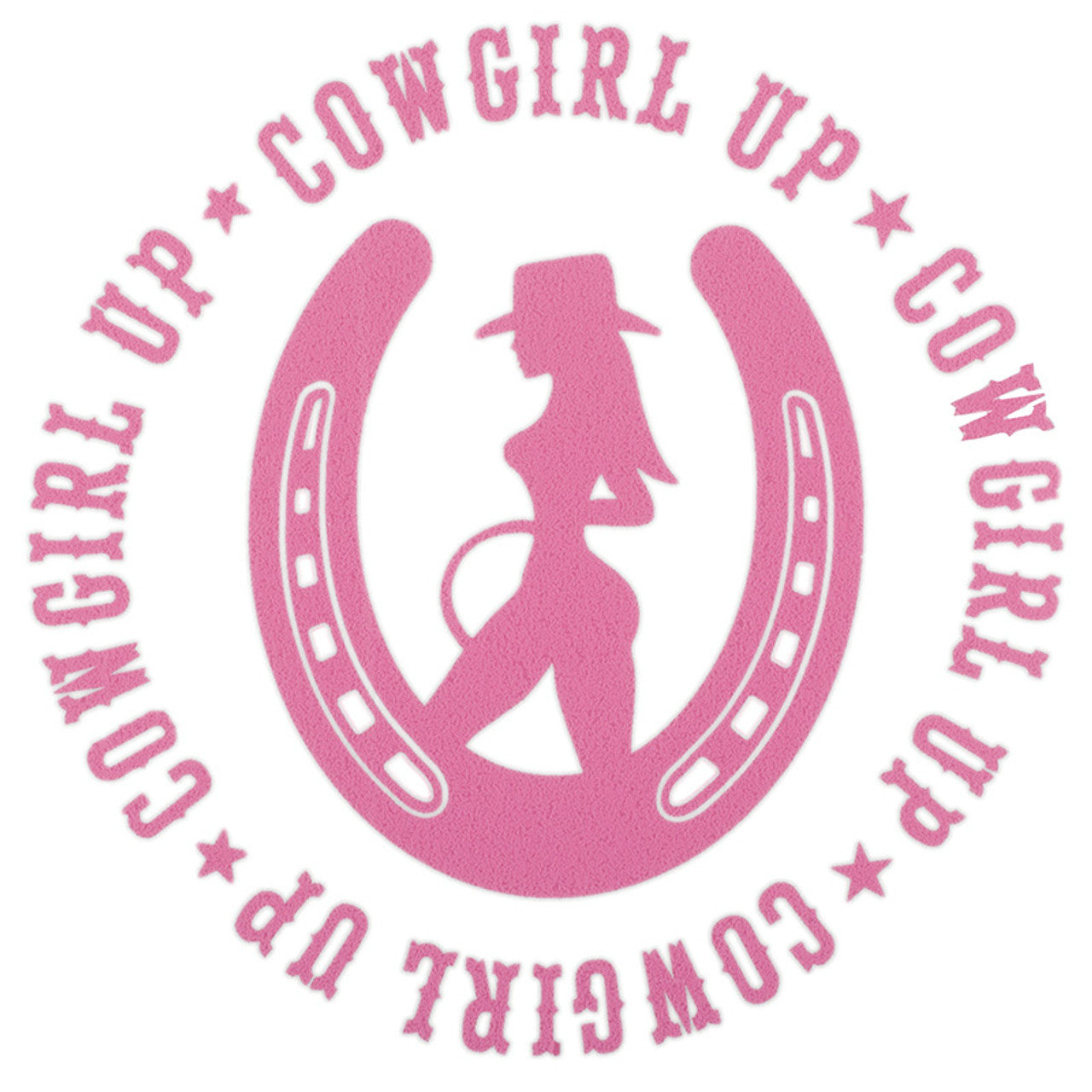 Pink Cowgirl Up Horseshoe Decal Sticker