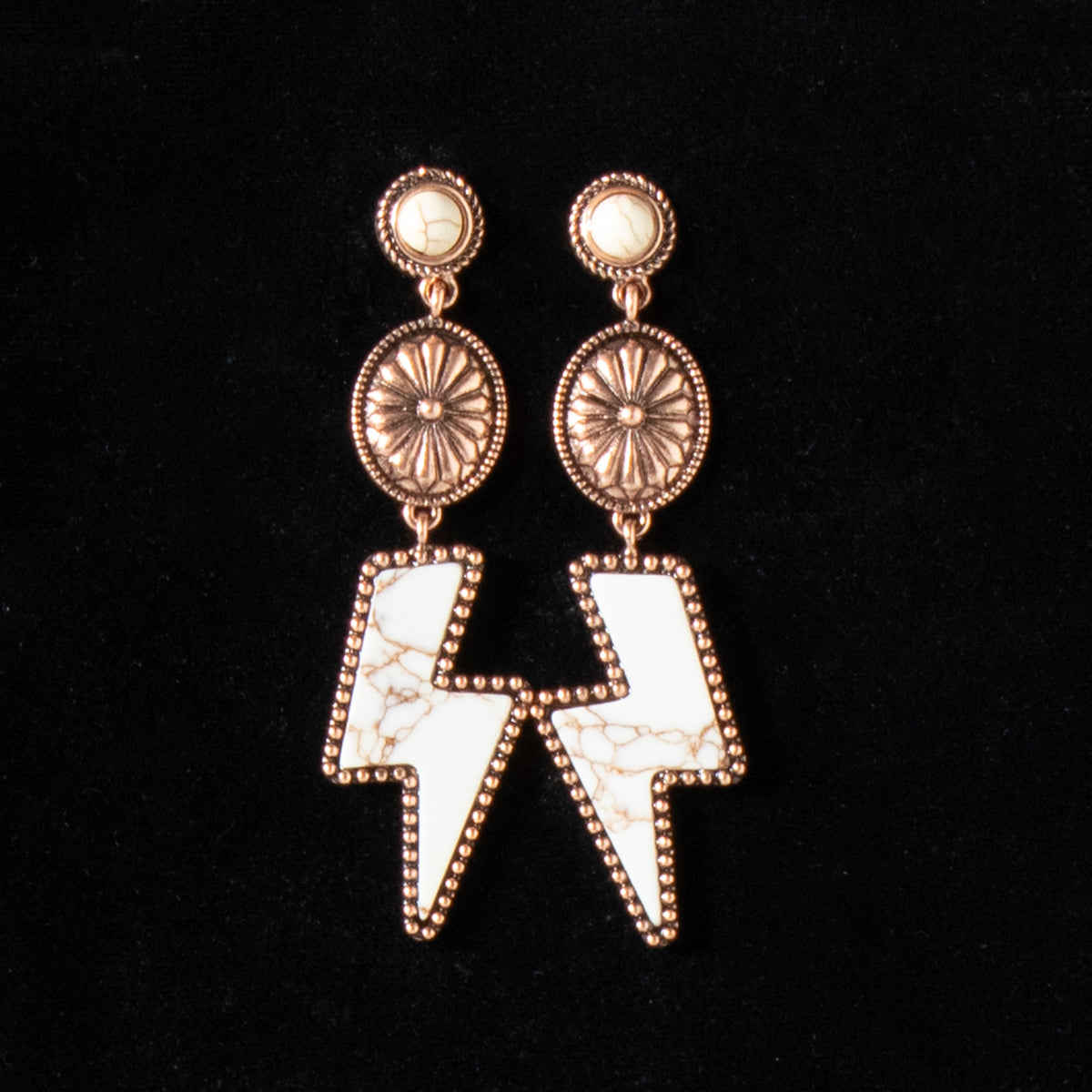 'Silver Strike' White Lightning Bolt Dangle Earrings