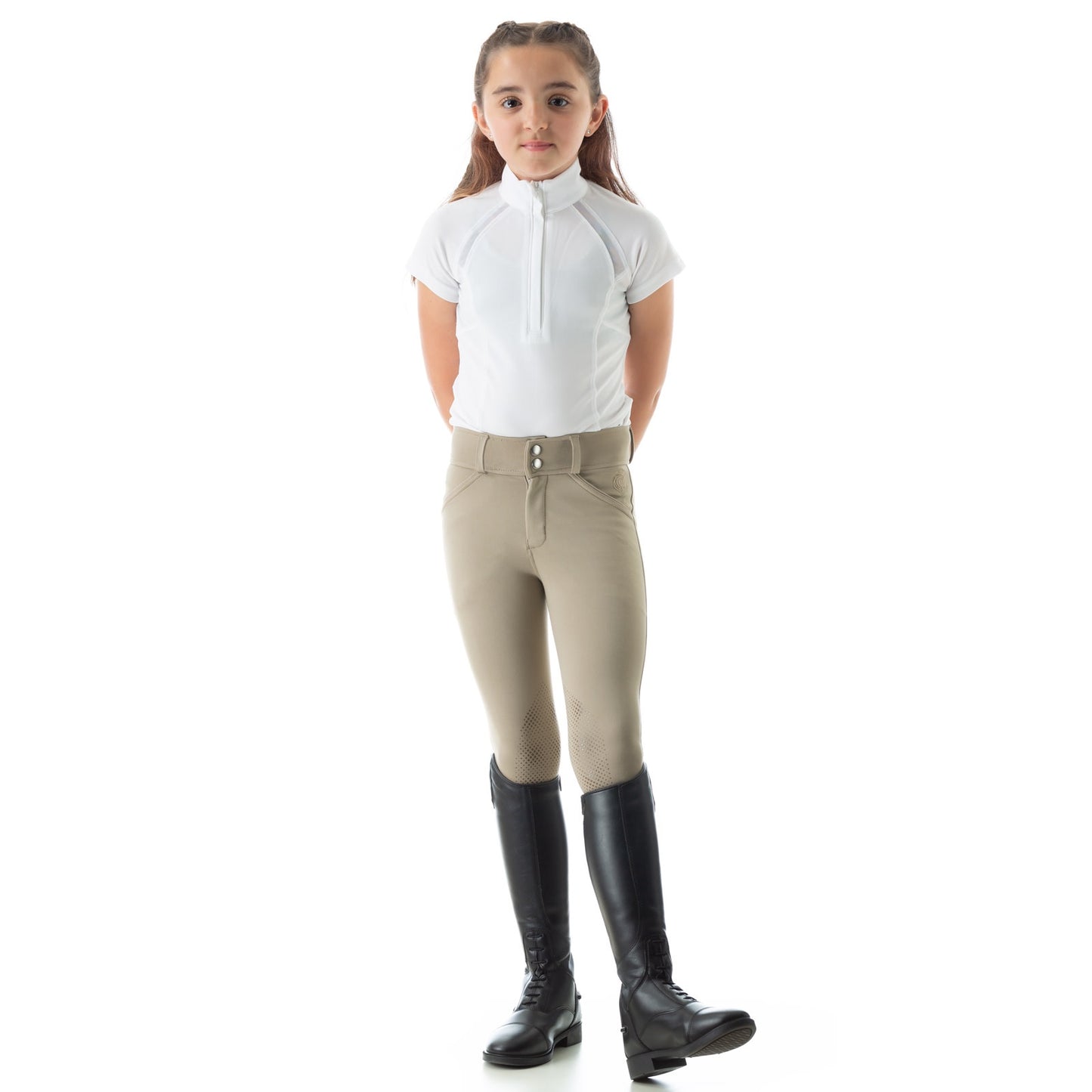 Youth kids Equinavia White 'LOTTA' HORSE ENGLISH SHIRT