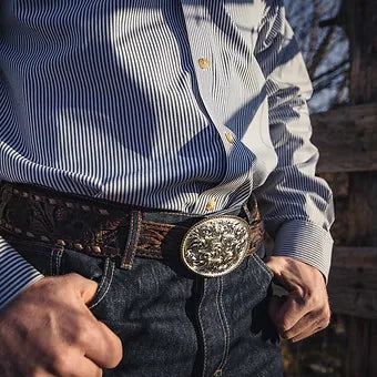 Montana Silversmiths Small Two-Tone Engraved Western Buckle