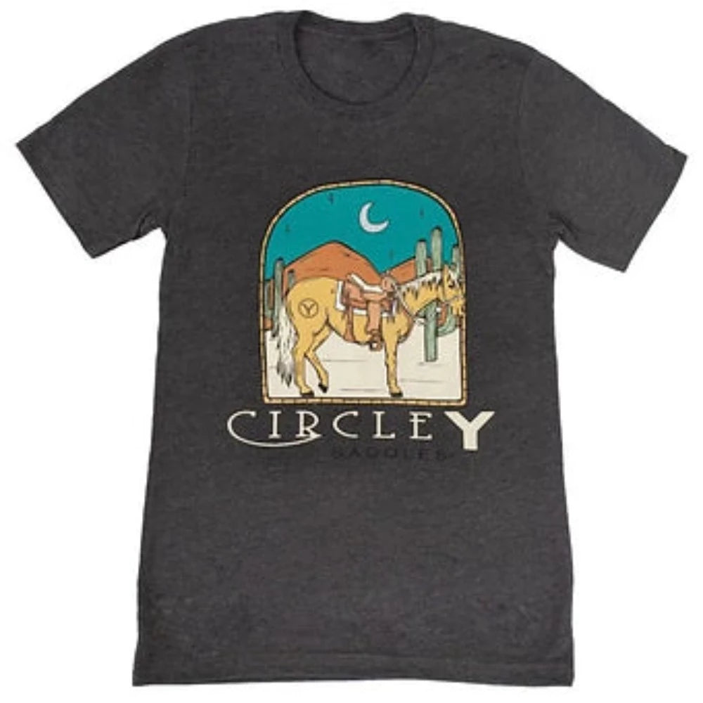 Women's Circle Y Saddles Western Horse Cactus Scene Shirt