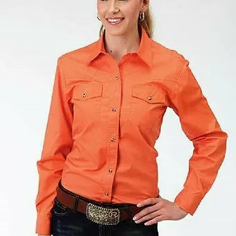 Women's burnt orange dress shirt hot sale