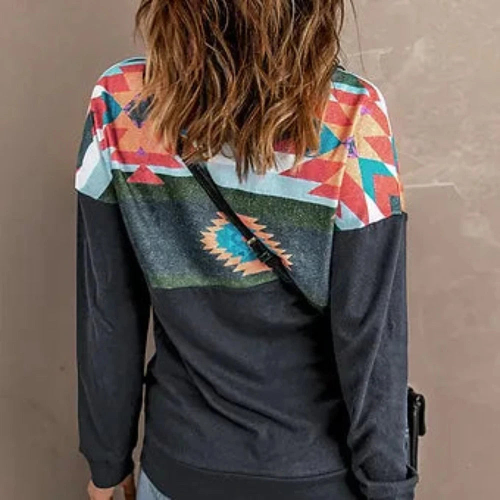 Women's Aztec Print Pullover Sweatshirt