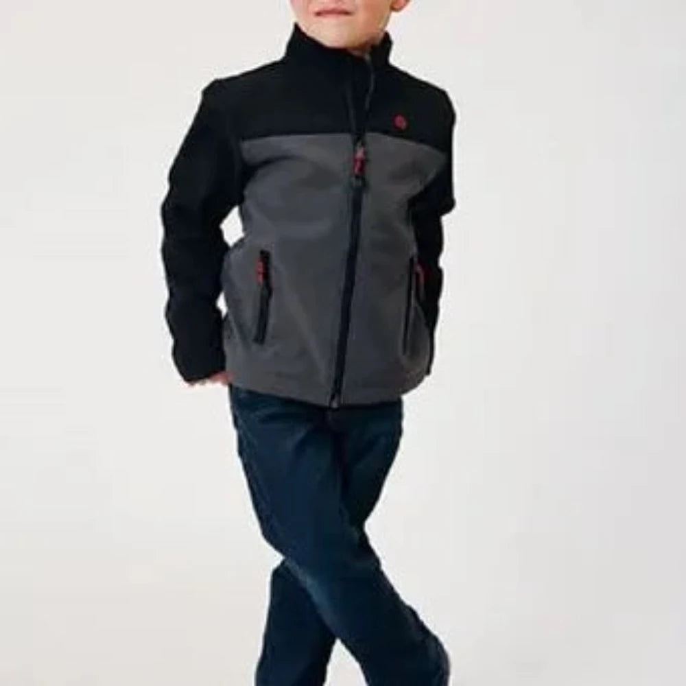 Boy's Roper Gray & black SOFT SHELL JACKET COAT Water resistant
