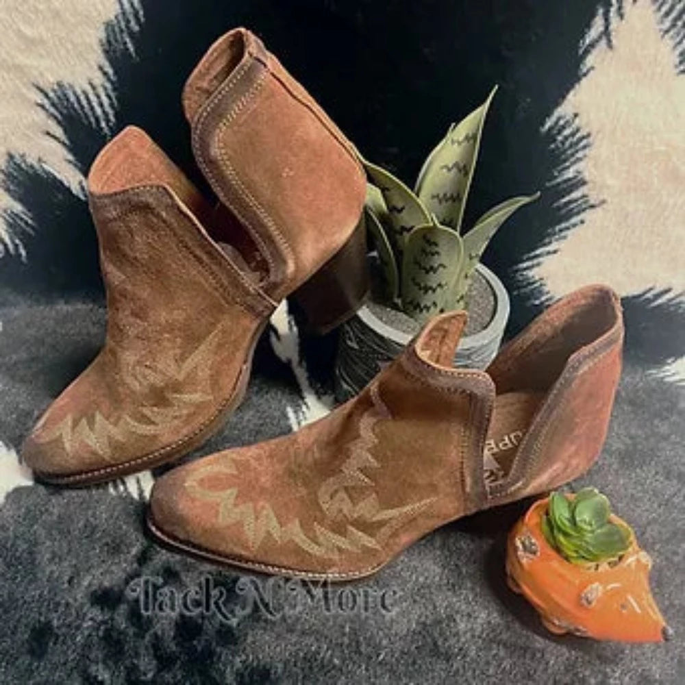 Women's Roper Brown Suede Leather 'ROWDY' ANKLE BOOTS BOOTIES