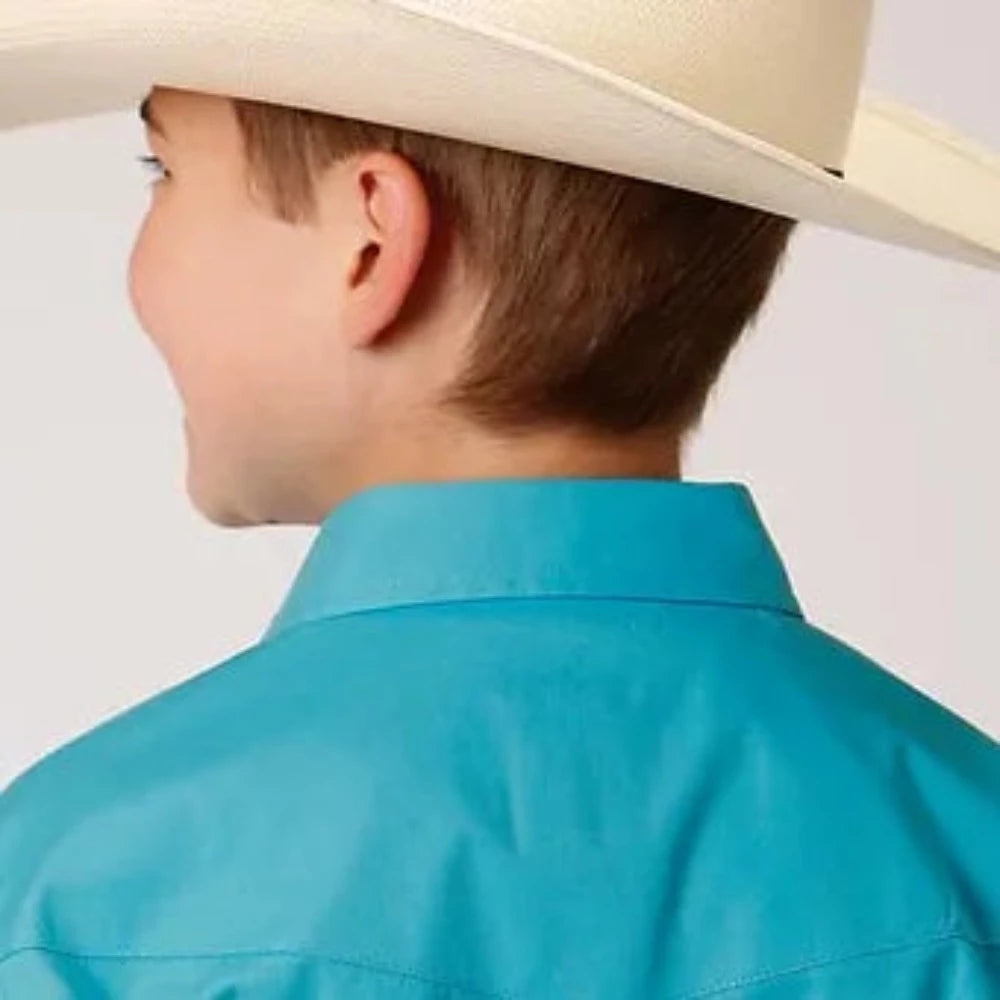 Boy's Turquoise Poplin Western Shirt
