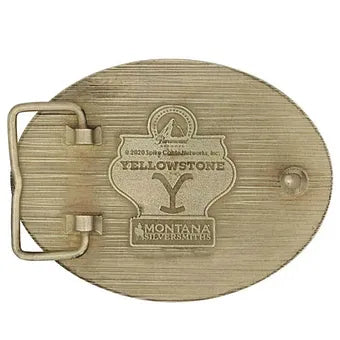 Montana Silversmiths Oval Yellowstone Logo 'Y' Belt Buckle w/ Filigree Rope