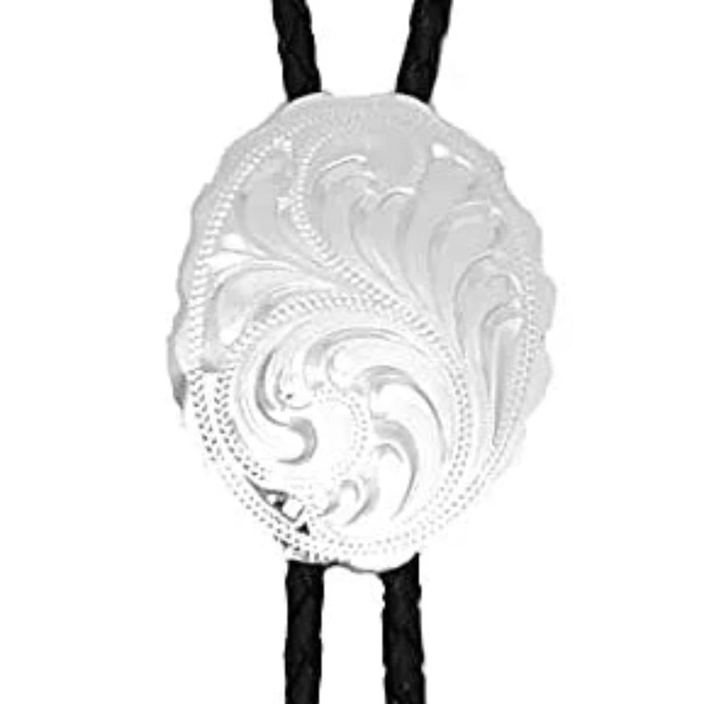 German Silver Engraved Bolo Tie