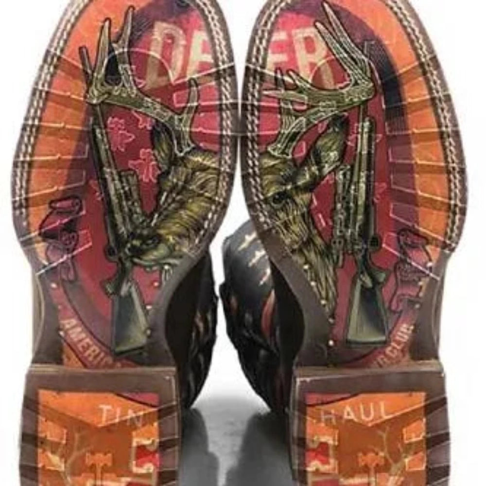 Men's Tin Haul 'OPEN SEASON' COWBOY BOOTS w/ Deer Hunter Sole